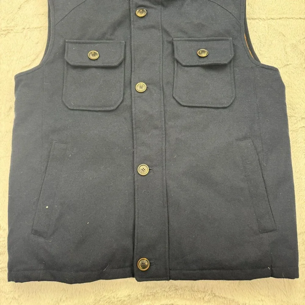 Rainforest Vest Mens L Navy Down Quilted Lined Membrane System Button Full Zip - Picture 3 of 11